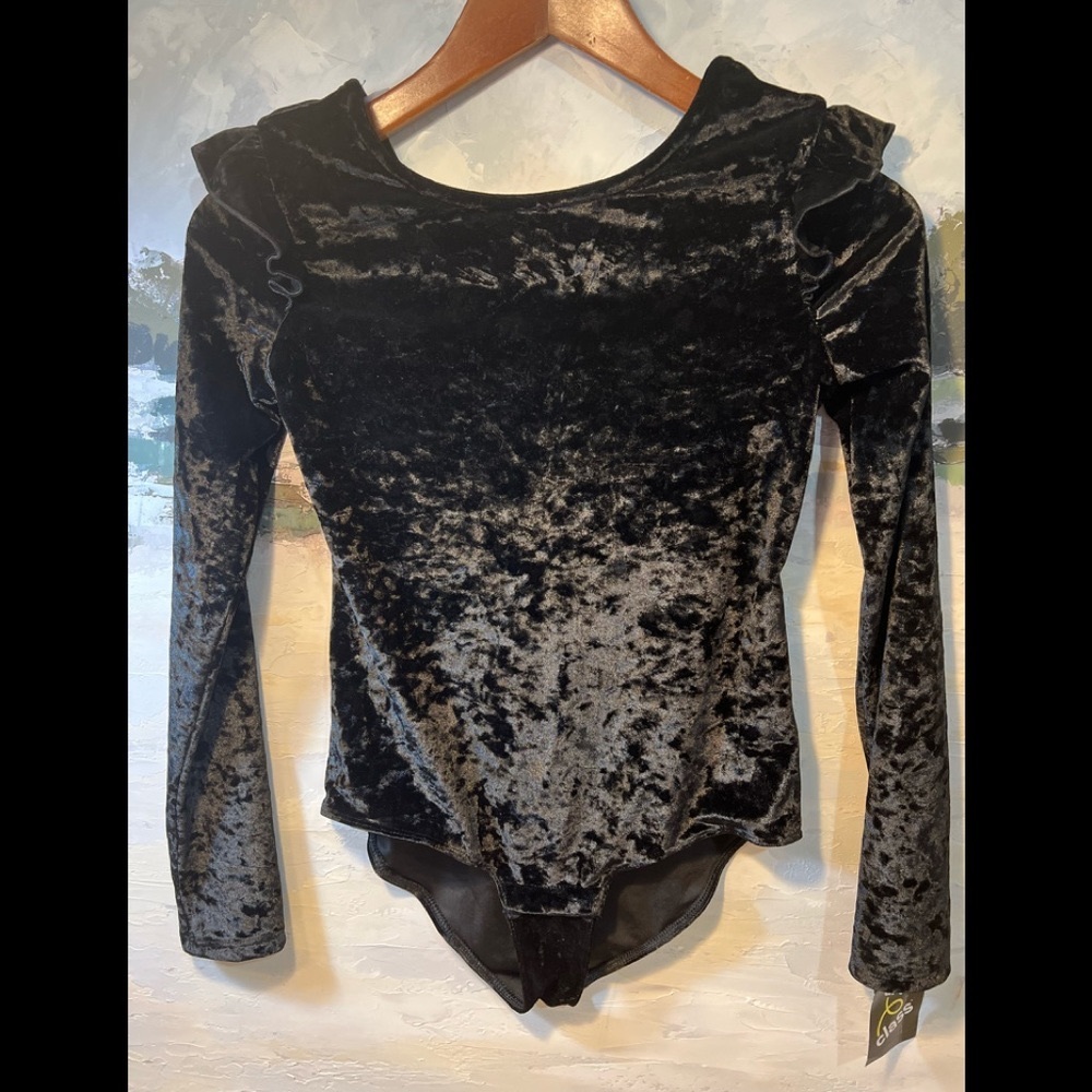 Girls black velvet leotard NWT Art Class